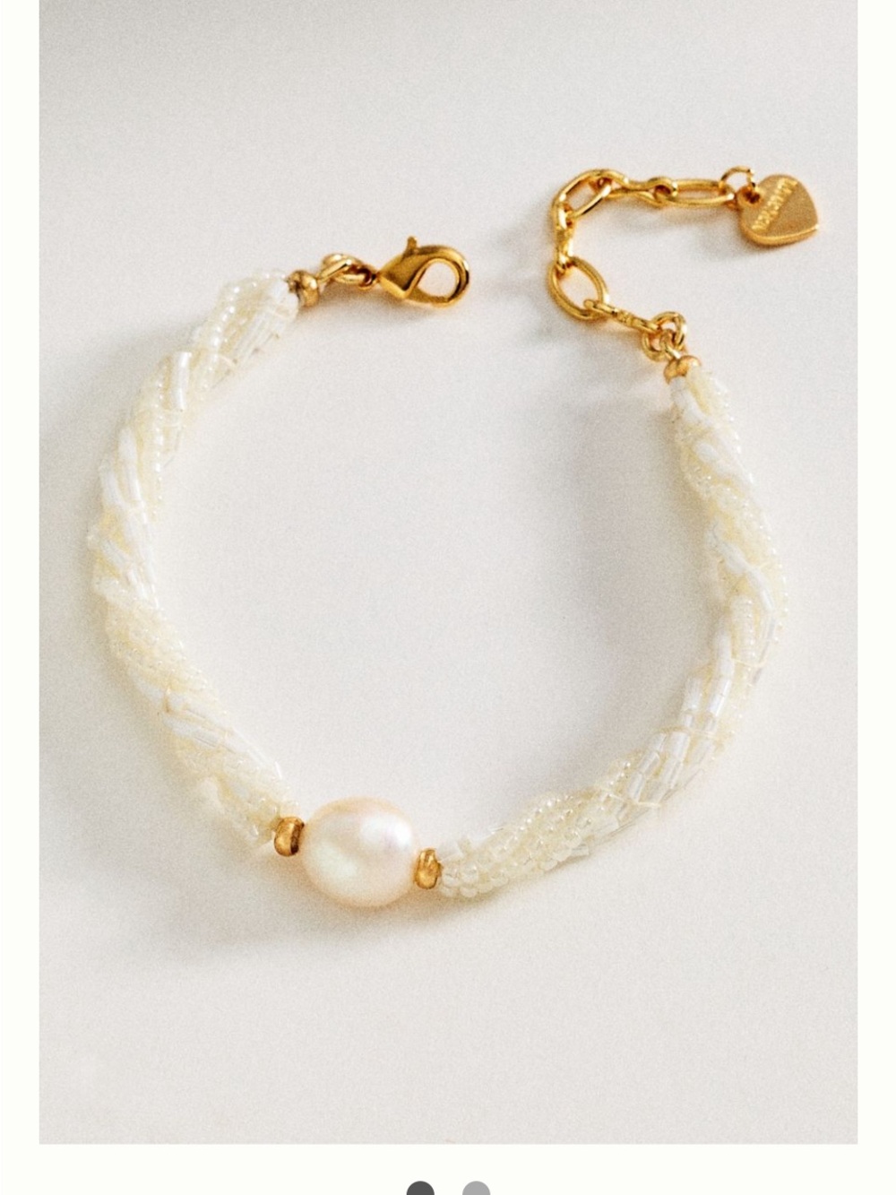 Anthropologie Twisted Bead & Pearl Bracelet with Gold Accents